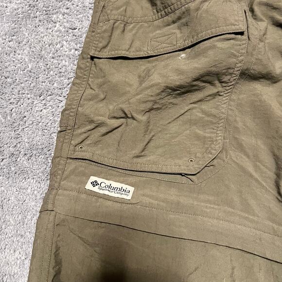 Columbia Pants Mens Large Convertible Zip Off Shorts Green Brown Nylon Hiking - Picture 2 of 13